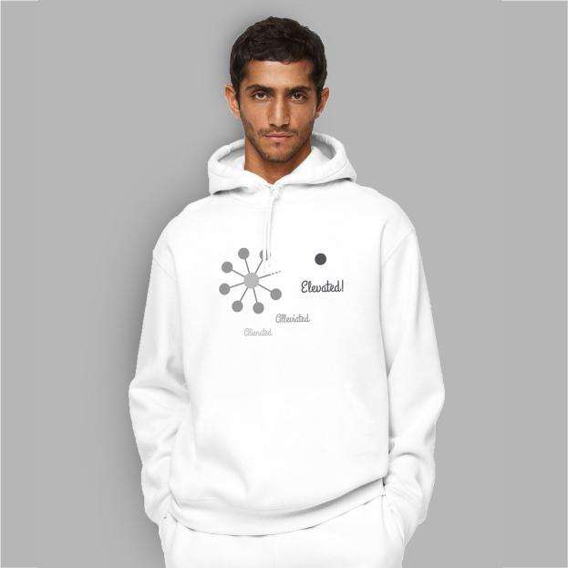 Men FullSleeve Molecular Desgn NoPckt Hoodie-Wht