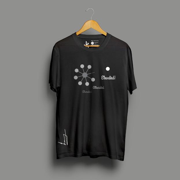 Men Half Sleeve Molecular Design Tshirt-Black
